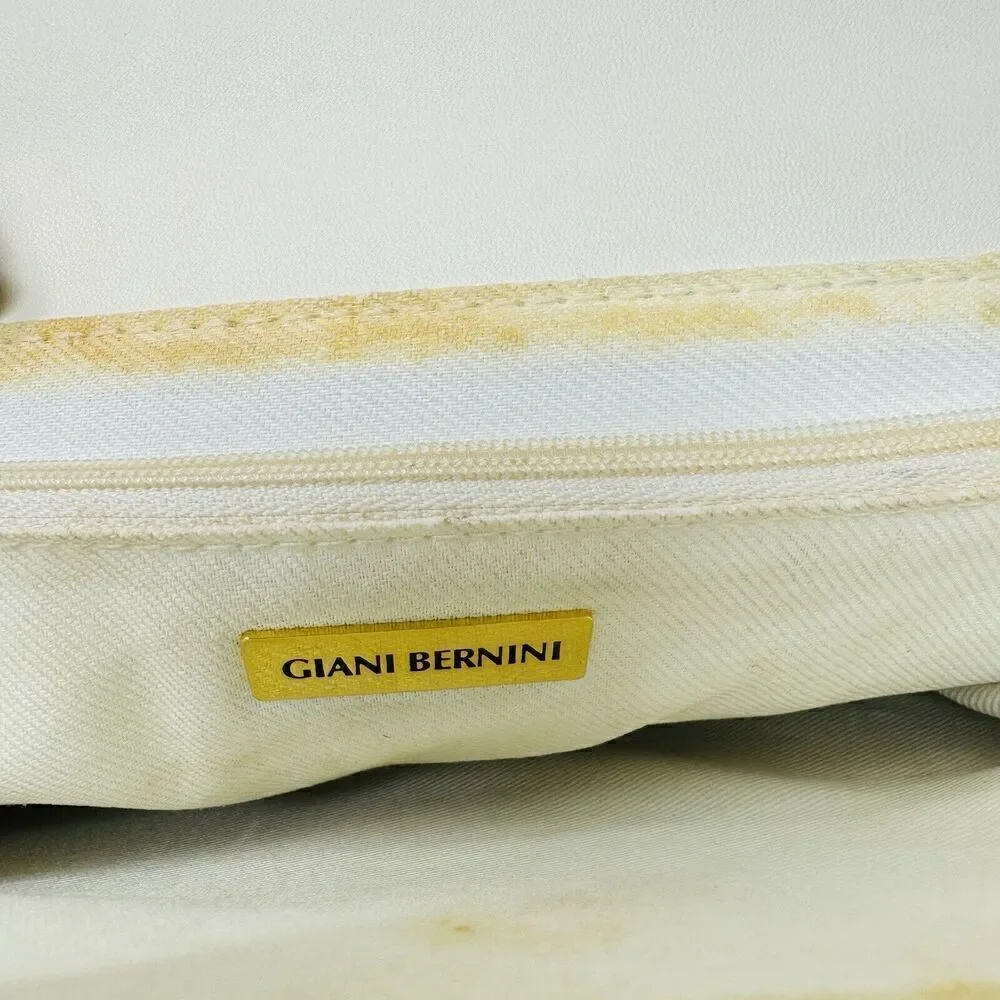 Vintage Giani Bernini Beige Leather‎ Shoulder Bag with Woven Chain Strap